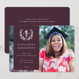 Burgundy+White Doctor of Osteopathic Medicine Announcement