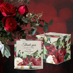 Burgundy White Green Floral   Grey Grunge Favor Box