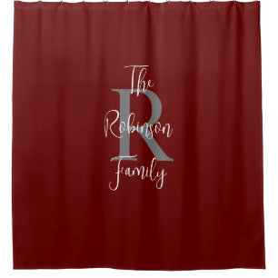 Burgundy White Grey Family Name Monogrammed