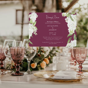 Burgundy White Hydrangeas Rehearsal Dinner Invitation