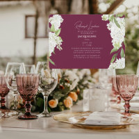Burgundy White Hydrangeas Rehearsal Luncheon