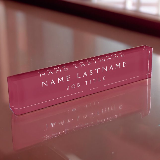 Burgundy White Modern Elegant Professional Classy Nameplate (Creator Uploaded)