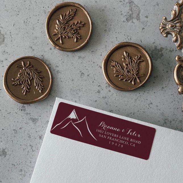 Burgundy White Mountain Adresse de retour Label (Créateur téléchargé)