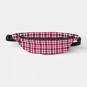 Burgundy White Plaid Pattern Fanny Pack
