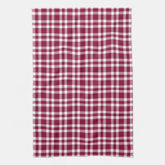 Burgundy White Plaid Pattern Kitchen Towel