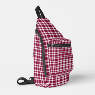 Burgundy White Plaid Pattern Sling Bag