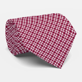 Burgundy White Plaid Pattern Tie