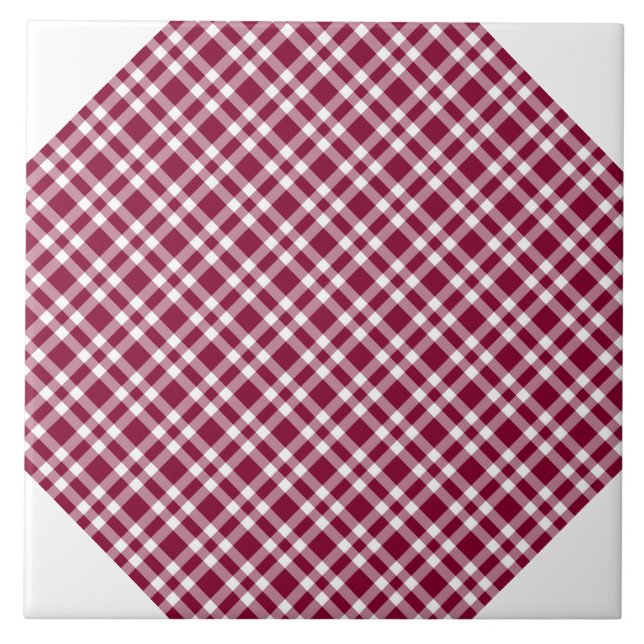 Burgundy White Plaid Pattern Tile (Front)