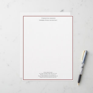 Burgundy White Professional Business Personalized Letterhead