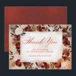 Burgundy White Rose Fall Floral 18th Birthday Thank You Card<br><div class="desc">Elegant burgundy and white roses create a dramatic floral frame for this watercolor birthday thank you card. Traditional calligraphy creates a beautiful mood,  fitting for this special event. Perfect for a fall celebration.</div>