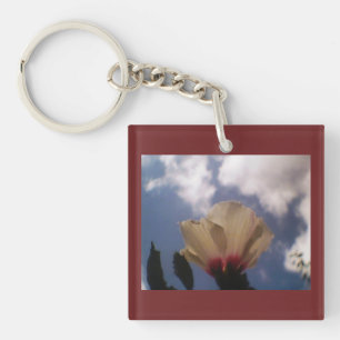 Burgundy White Rose Keychain