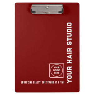 Burgundy White Salon Logo Pros clipboard