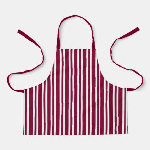 Burgundy White Stripes Seamless Pattern Apron