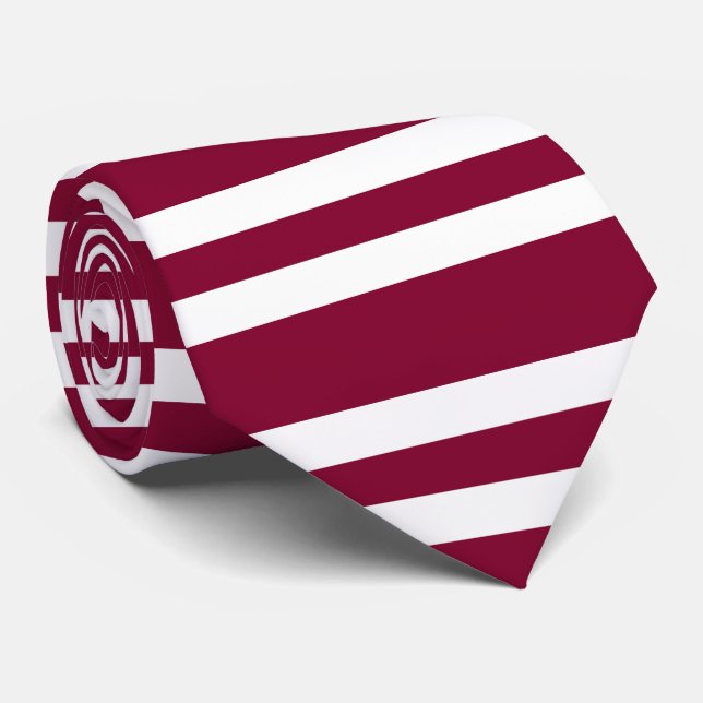 Burgundy White Stripes Seamless Pattern Tie (Rolled)