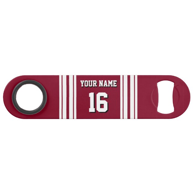 Burgundy White Team Jersey Custom Number Name Bar Key (Front (Horizontal))
