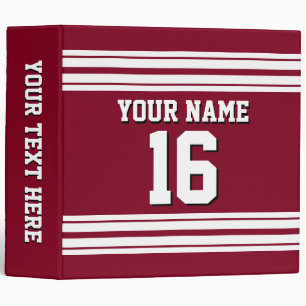 Burgundy White Team Jersey Custom Number Name Binder