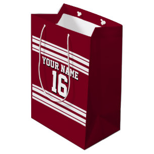Burgundy White Team Jersey Custom Number Name Medium Gift Bag
