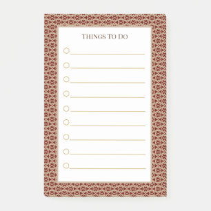 Burgundy & White Things To Do Post-it Notes