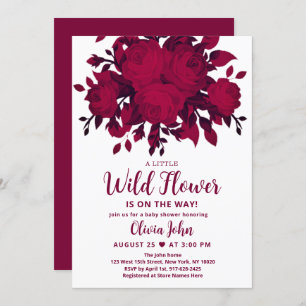 Burgundy Wildflower Baby Shower Invitation