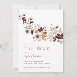 Burgundy Wildflower Bridal Shower Invitation