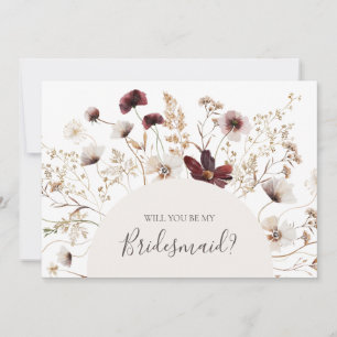 Burgundy Wildflower Bridesmaid Proposal Card