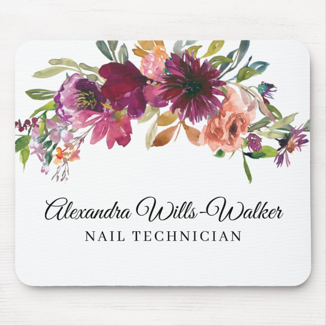 Burgundy Wildflower Floral  Mouse Pad (Front)