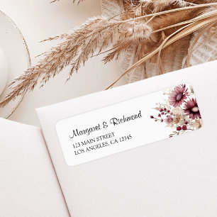 Burgundy Wildflower Floral Wedding Address