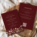Burgundy Wildflower QR Code All in One Wedding Invitation<br><div class="desc">Immerse your guests in the romance of nature with our Boho Wildflower Garden Wedding Invitation. Inspired by the beauty of untamed blooms, this invitation captures the essence of a free-spirited celebration. The enchanting design features delicate wildflowers dancing amidst lush greenery, setting the perfect tone for your garden wedding. The boho-chic...</div>