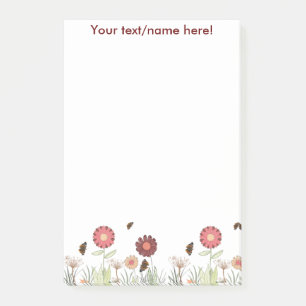 Burgundy wildflowers name post-it notes