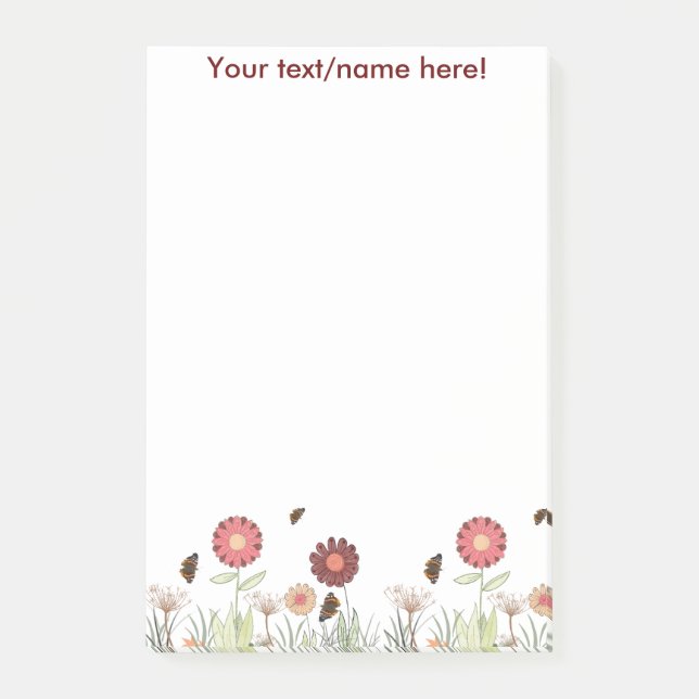 Burgundy wildflowers name post-it notes (Front)