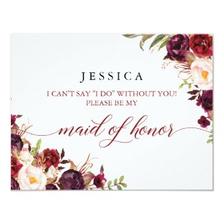 Burgundy Will You Be My Maid of Honour Card