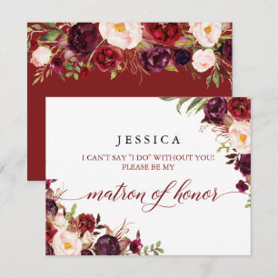 Burgundy Will You Be My Matron of Honour Card