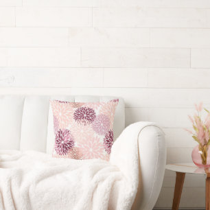 Burgundy Wine and Pink Floral Throw Pillow
