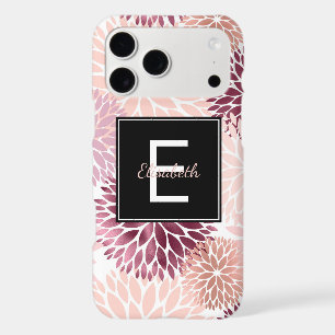 Burgundy Wine and Pink Watercolor Floral Monogram