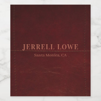 Burgundy Wine Colour Vintage Leather Professional Label