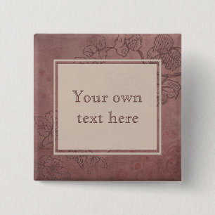 Burgundy Wine Grapevine Custom Text 2 Inch Square Button