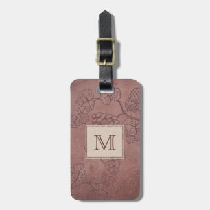 Burgundy Wine Grapevine Monogram Luggage Tag