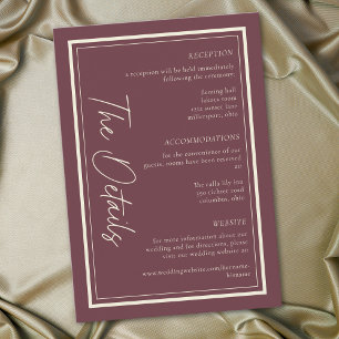 Burgundy Wine Minimalist Frame Wedding Enclosure Card