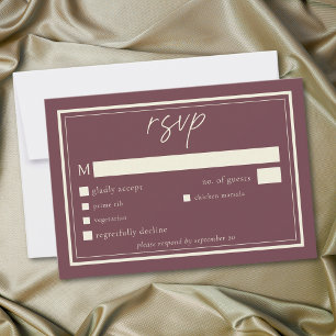 Burgundy Wine Minimalist Frame Wedding RSVP Card