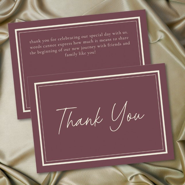 Burgundy Wine Minimalist Frame Wedding Thank You Card (Burgundy Wine Minimalist Frame Wedding Thank You Card)