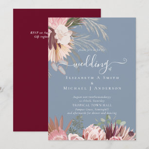 Burgundy Wine Pampas Grass Tropical Wedding