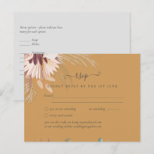 Burgundy Wine Pampas Grass Tropical Wedding Postcard