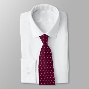 Burgundy Wine Personal Monogram Pattern Tie