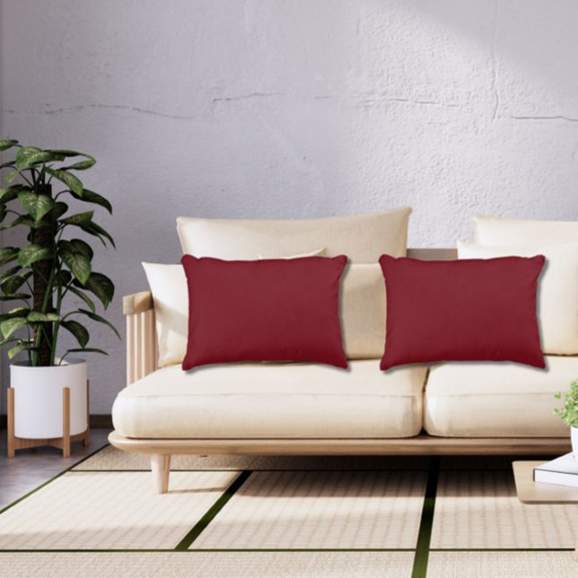 Burgundy Wine Plain Solid Colour Jewel Tone Accent Pillow (Solid-color burgundy wine throw pillows will add elegance and the richness of jewel tones.)