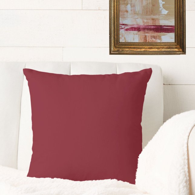 Burgundy Wine Plain Solid Colour Jewel Tone Throw Pillow (This burgundy wine throw pillow will add the classic elegance + warmth of jewel tones to your space!)