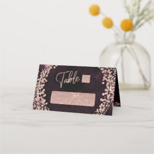 Burgundy Wine & Rose Gold Seating Table Number Place Card