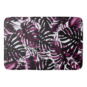 Burgundy Wine Tropical Palm Leaves Island Chic Bath Mat