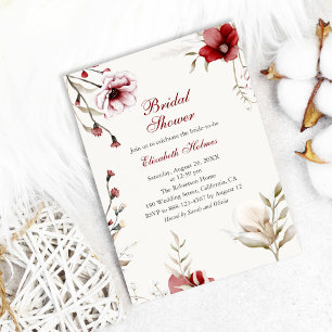 Burgundy Winter Elegance Bridal Shower Invitation