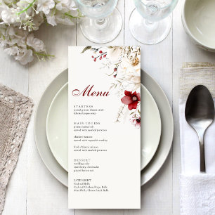 Burgundy Winter Elegance Menu Card