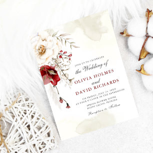 Burgundy Winter Elegance Wedding Invitation